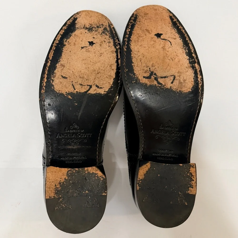 The Office Angela Scott Ms Arzner Slip On Black Oxford Leather Loafer 38.5 US8.5